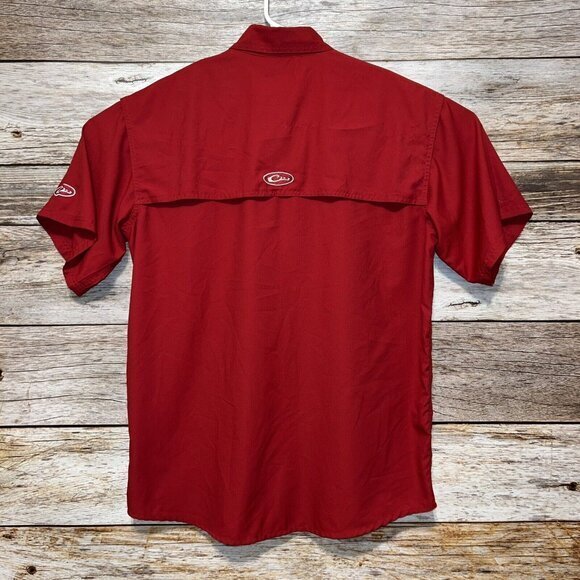 Drake Waterfowl Alabama Crimson Tide Shirt Small Red Vented Button Down Fishing - Picture 2 of 8